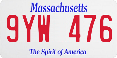 MA license plate 9YW476
