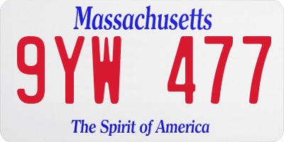 MA license plate 9YW477