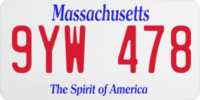 MA license plate 9YW478