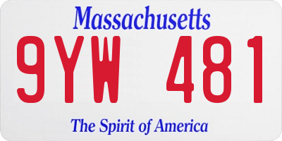 MA license plate 9YW481