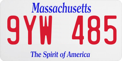 MA license plate 9YW485