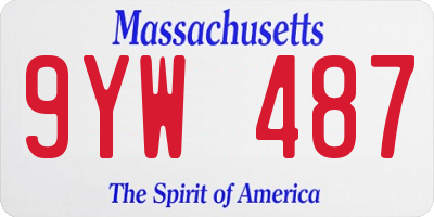 MA license plate 9YW487