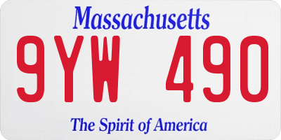 MA license plate 9YW490