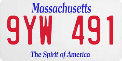 MA license plate 9YW491