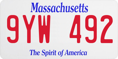 MA license plate 9YW492