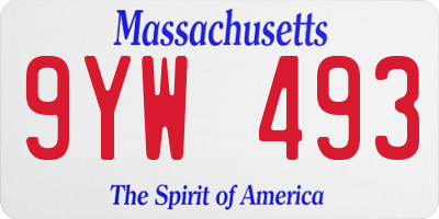 MA license plate 9YW493