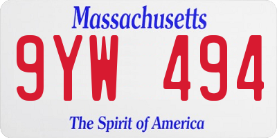 MA license plate 9YW494