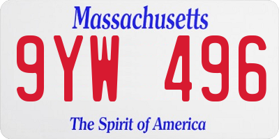 MA license plate 9YW496