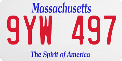 MA license plate 9YW497