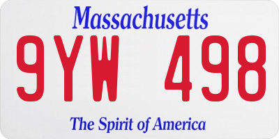 MA license plate 9YW498