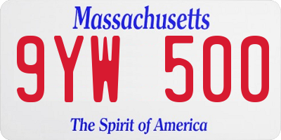 MA license plate 9YW500