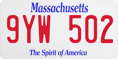 MA license plate 9YW502