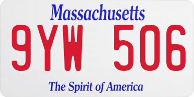 MA license plate 9YW506