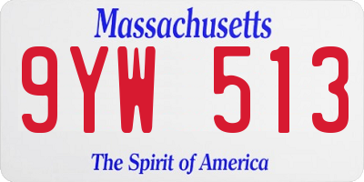 MA license plate 9YW513