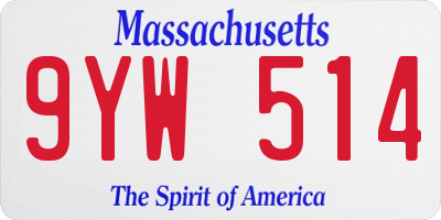 MA license plate 9YW514