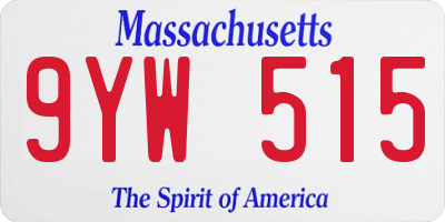 MA license plate 9YW515