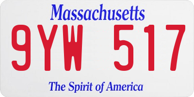 MA license plate 9YW517