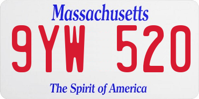 MA license plate 9YW520