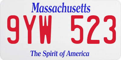 MA license plate 9YW523
