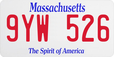 MA license plate 9YW526