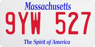 MA license plate 9YW527