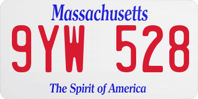 MA license plate 9YW528