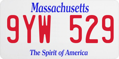 MA license plate 9YW529