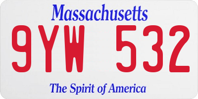 MA license plate 9YW532