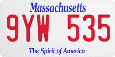 MA license plate 9YW535