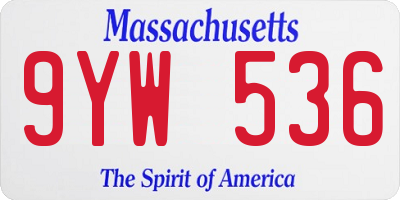 MA license plate 9YW536