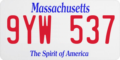 MA license plate 9YW537