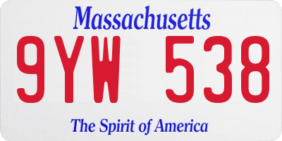 MA license plate 9YW538
