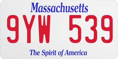 MA license plate 9YW539