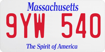 MA license plate 9YW540