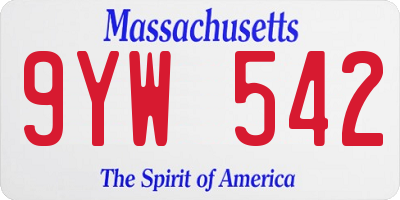 MA license plate 9YW542