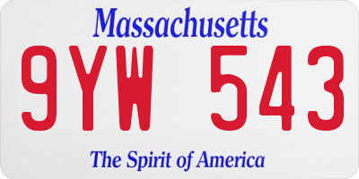MA license plate 9YW543