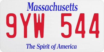 MA license plate 9YW544