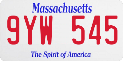 MA license plate 9YW545