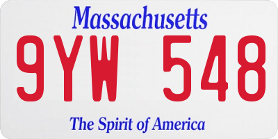 MA license plate 9YW548