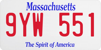 MA license plate 9YW551