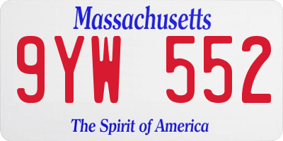 MA license plate 9YW552
