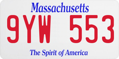 MA license plate 9YW553