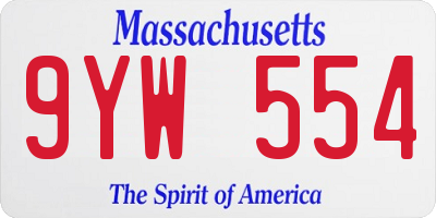 MA license plate 9YW554