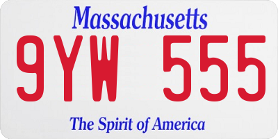MA license plate 9YW555