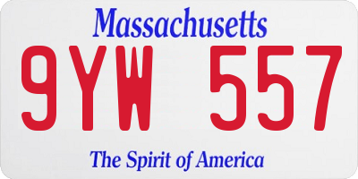 MA license plate 9YW557