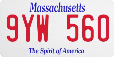 MA license plate 9YW560