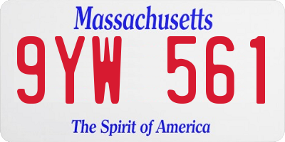 MA license plate 9YW561
