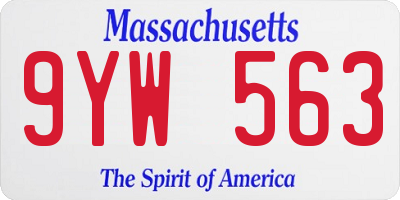 MA license plate 9YW563
