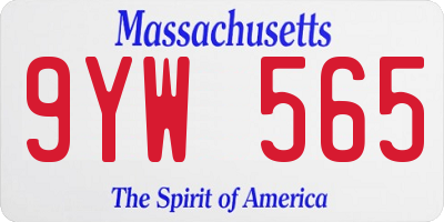 MA license plate 9YW565