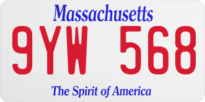 MA license plate 9YW568